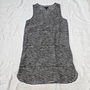 Gap Navy Blue & White Stripe Drop Waist Sleeveless V-neck Drop Waist Shirt Dress